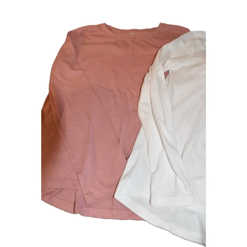Old Navy Long Sleeve Softest Tees, Lot of 2, Mauve, White, XL 14/16, LN